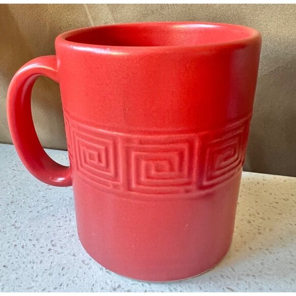 Frank Lloyd Wright Coll. Ceramic Mug  Cup Embossed Geometric Pattern Orange Gift - Picture 4 of 9